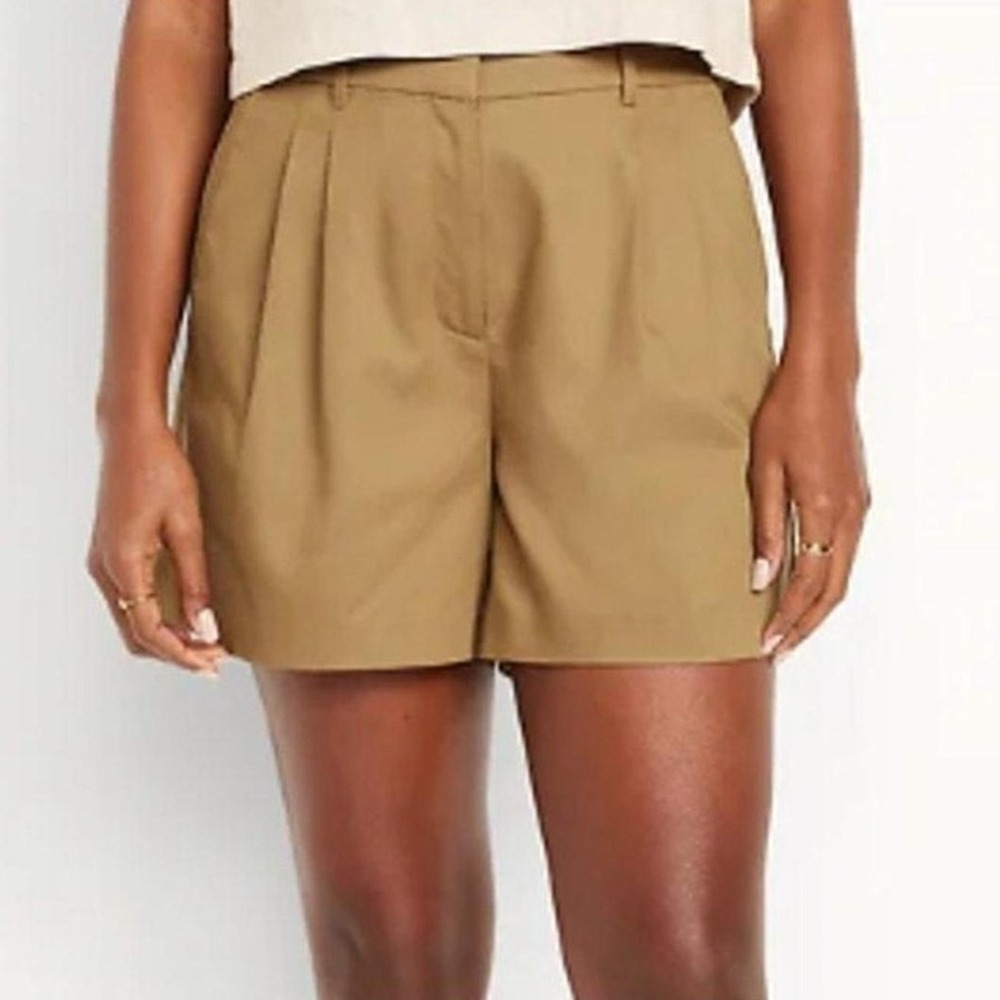 Old Navy NWT Taylor Extra High-Rise Trouser Shorts Tan Brown 5" Inseam Large